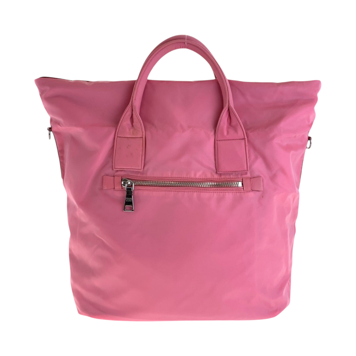 PRADA Tote Bag Nylon Red pink Tote Bag Shoulder Bag 2way Test Triangle With logo Women Used Authentic