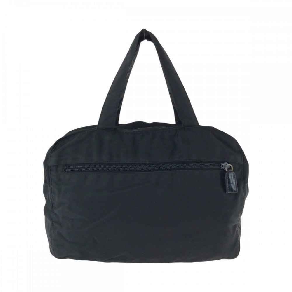 PRADA Handbag Nylon Black SilverMetal Handbag Tote Bag Test Triangle With logo Women Used Authentic