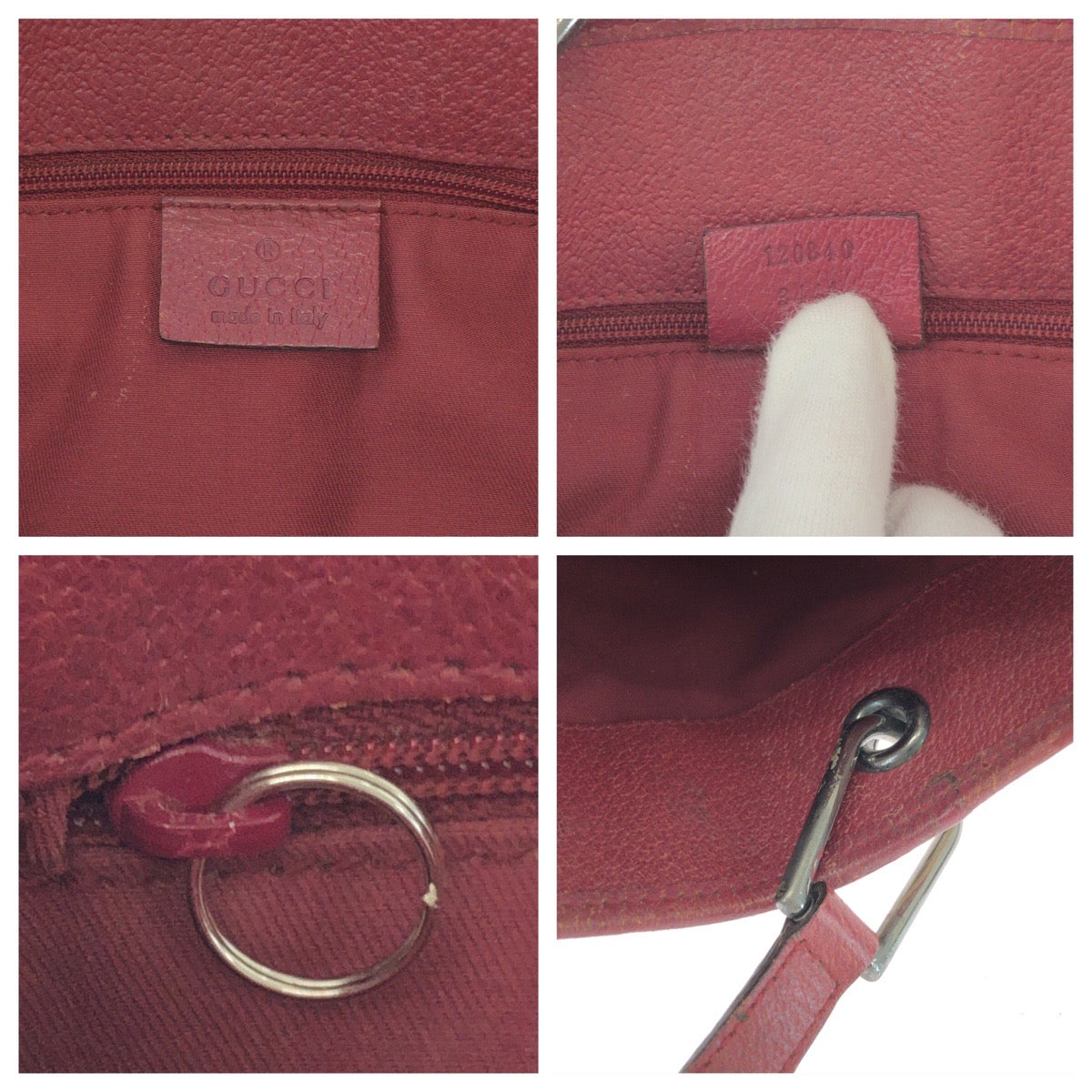 GUCCI Tote Bag 120840 GG canvas Beige Red SilverMetal Tote Bag handbag Women Used Authentic