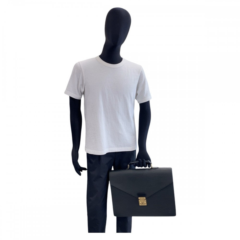 LOUIS VUITTON Business bag M54422 leather Black GoldMetal Business bag briefcase Epi Serviet Conseiller mens Used Authentic