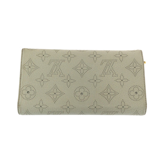 LOUIS VUITTON Long Wallet Purse M58132 leather Ivory Gold Metal Long Wallet Purse Monogram Mahina Portefeuille Amelia Women Used Authentic