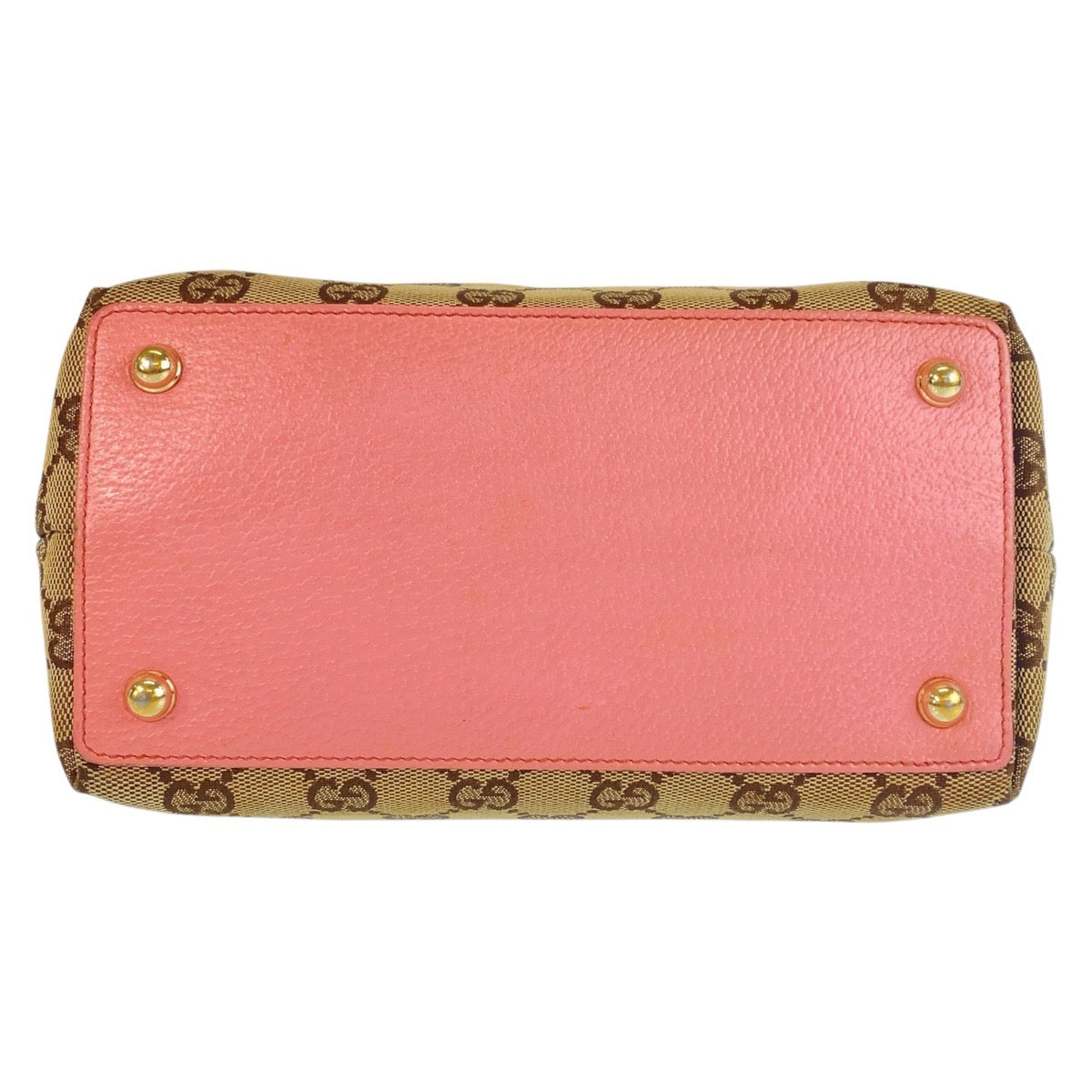 GUCCI Tote Bag 120844 GG canvas, leather Beige Pink Gold Metal Tote Bag handbag Women Used Authentic