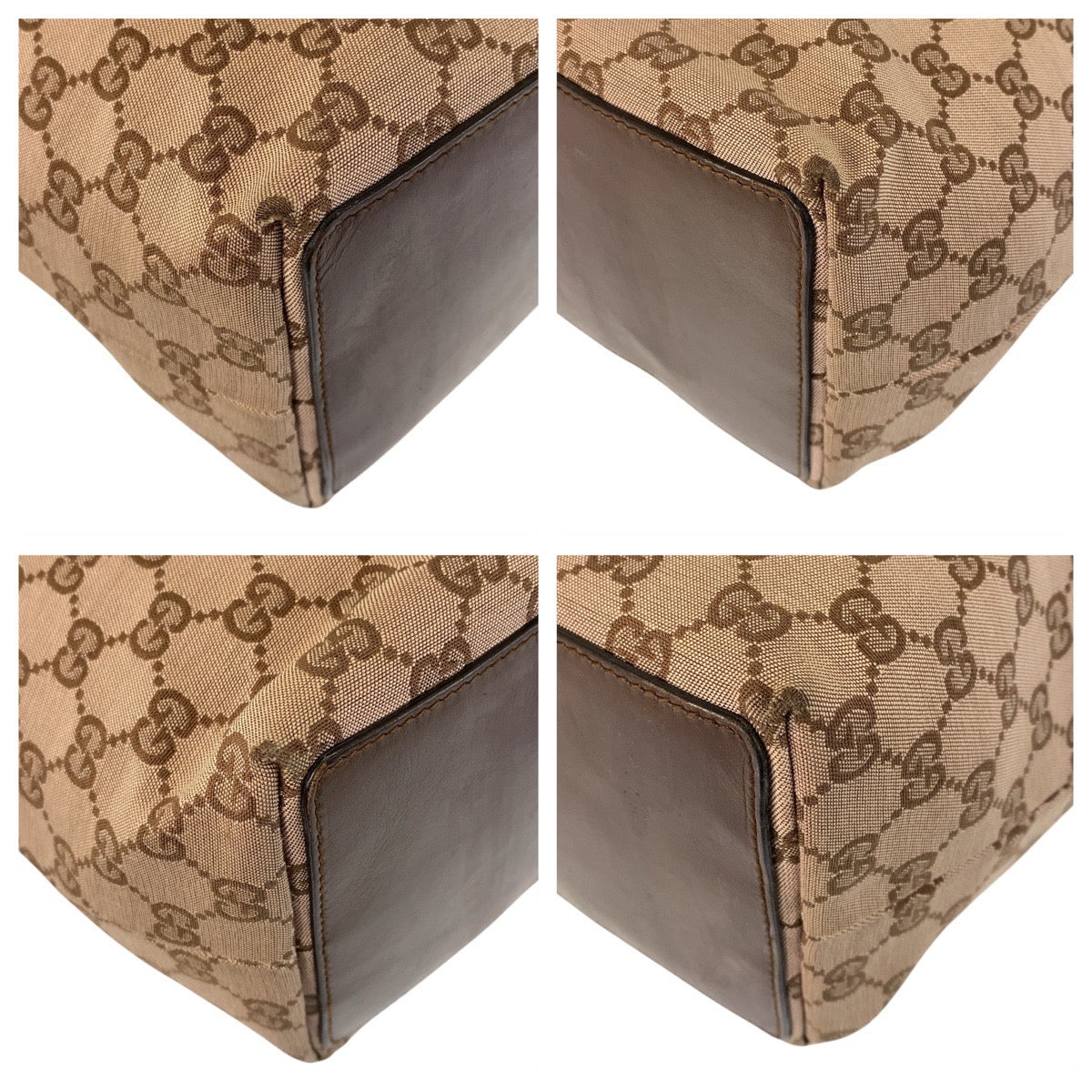 GUCCI Tote Bag 002 1098 GG canvas, leather Beige Brown Gold Metal Tote Bag Shoulder Bag Women Used Authentic