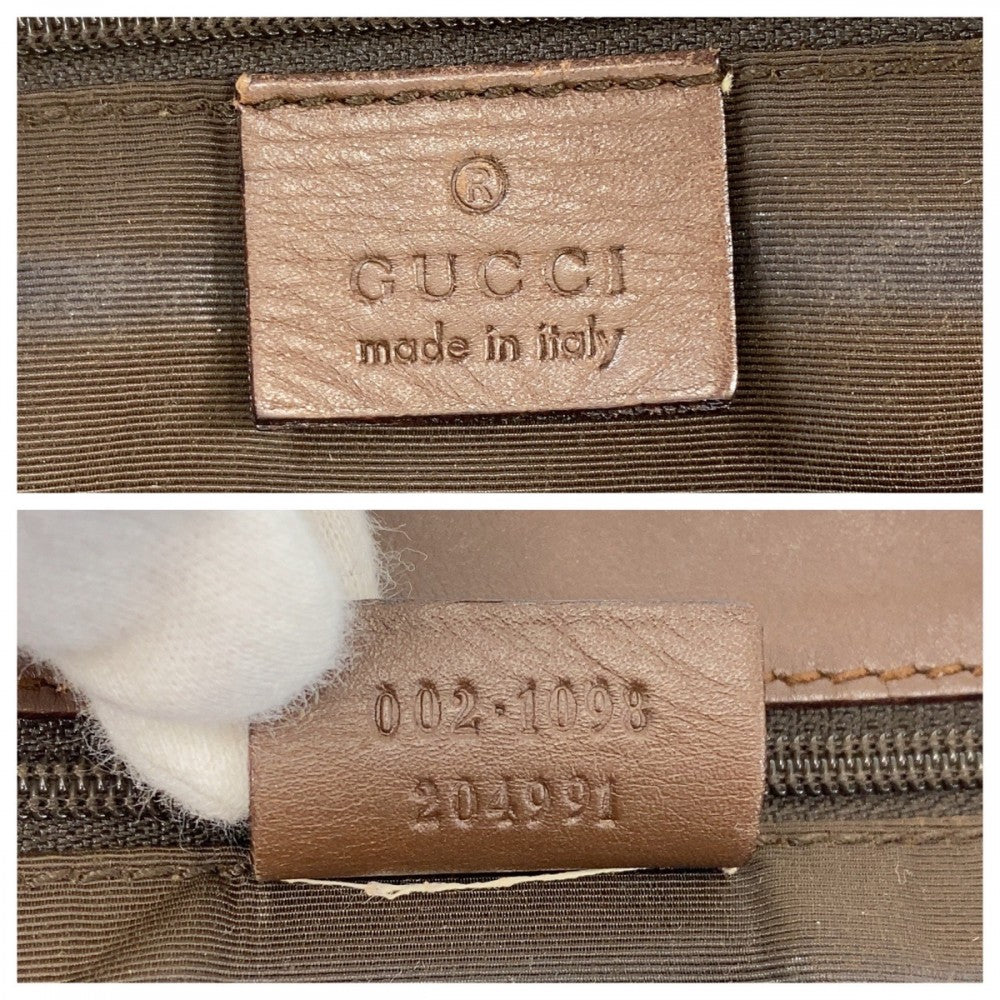 GUCCI Tote Bag 002 1098 GG canvas, leather Beige Brown Gold Metal Tote Bag Shoulder Bag Women Used Authentic