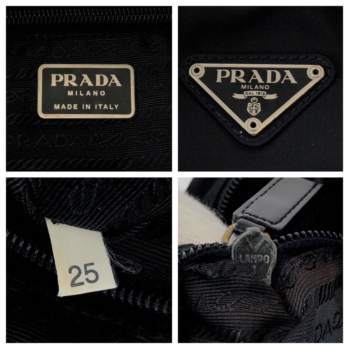 PRADA Handbag Nylon Black SilverMetal Handbag Tote Bag Test Triangle With logo Women Used Authentic