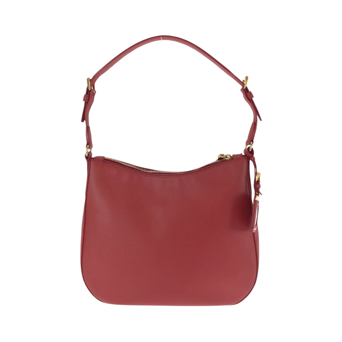 PRADA Shoulder Bag leather Red Gold Metal One Shoulder Bag Safiano Hobo Women Used Authentic