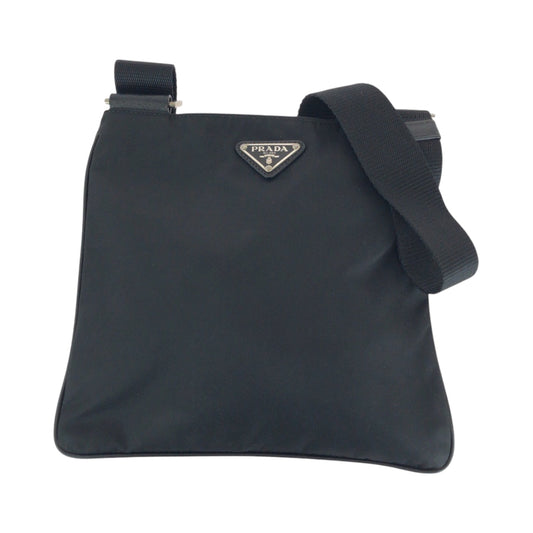 PRADA Shoulder Bag VA0053 Nylon black Shoulder Bag Sacoche Test Triangle With logo mens Used Authentic