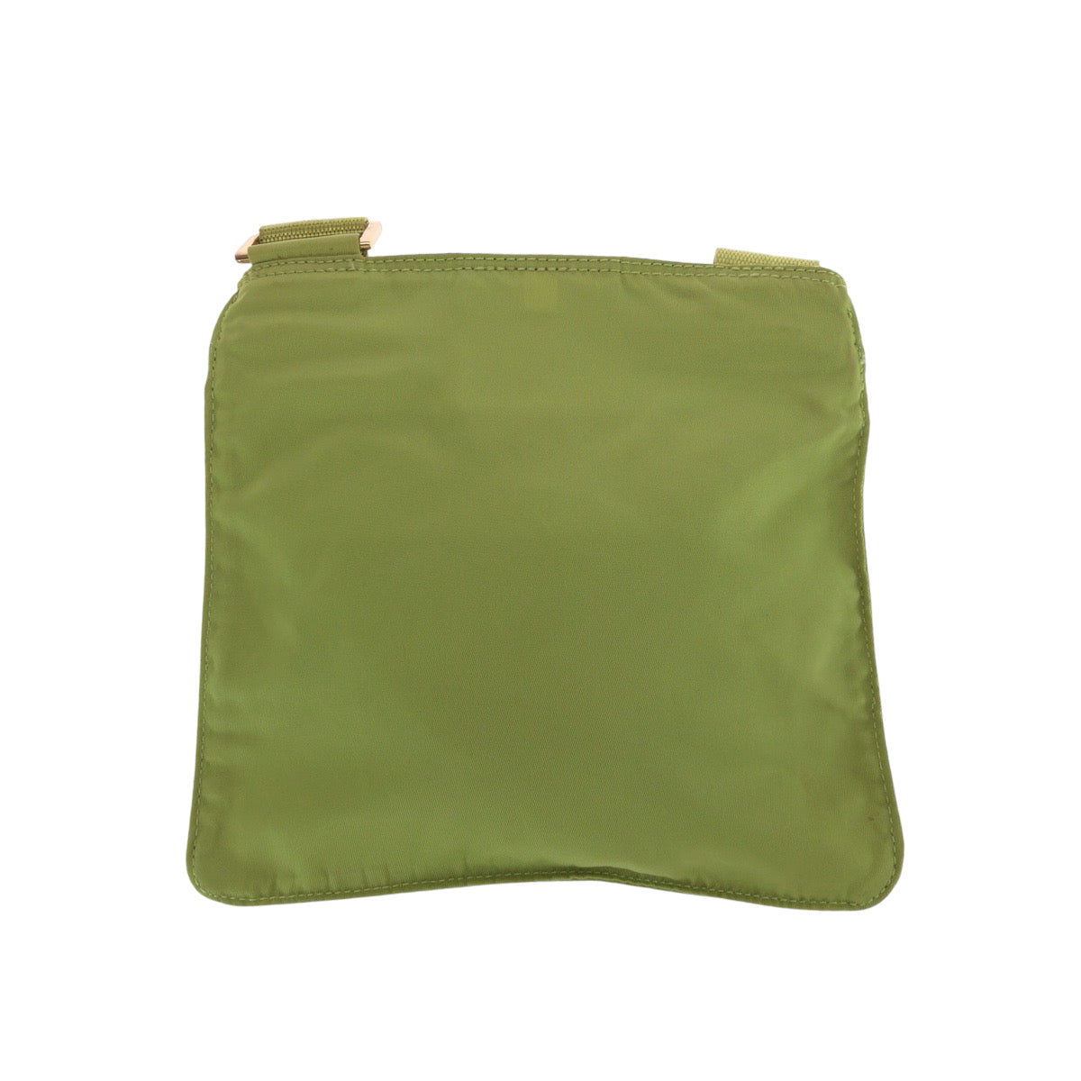 PRADA Shoulder Bag Nylon Light Green Gold Metal Shoulder Bag Sacoche Test Triangle With logo Women Used Authentic