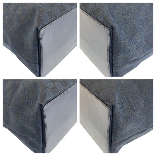 GUCCI Tote Bag 002 1097 GG canvas, leather Black GoldMetal Tote Bag Shoulder Bag Women Used Authentic