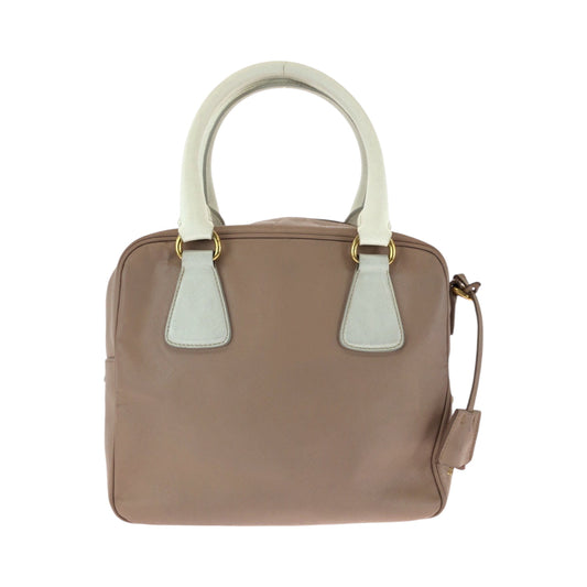 PRADA Shoulder Bag leather Pink White Gold Metal Shoulder Bag Handbag 2way Safiano Women Used Authentic