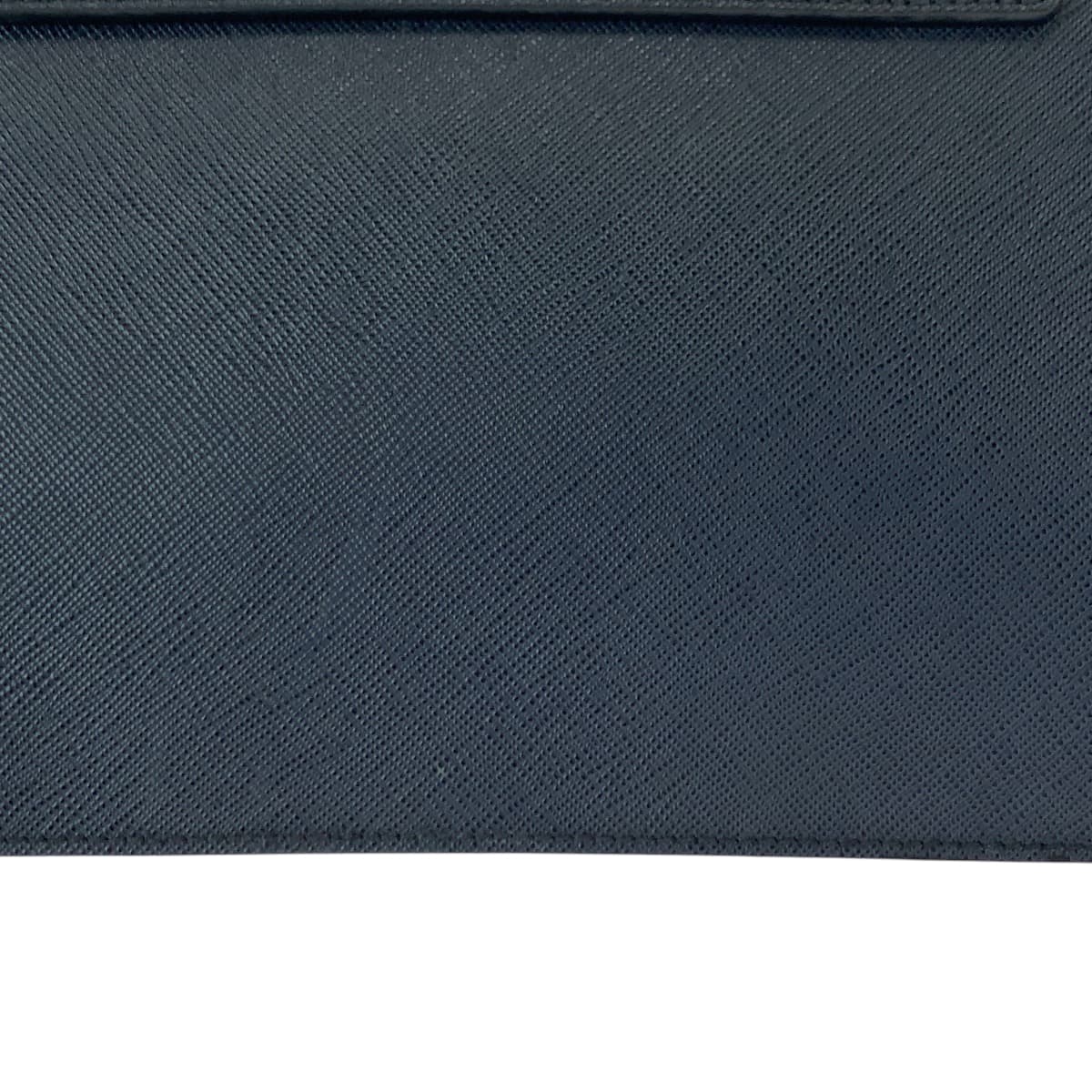 PRADA Clutch bag 2VF056 leather Navy SilverMetal Clutch bag business bag Safiano logo mens Used Authentic