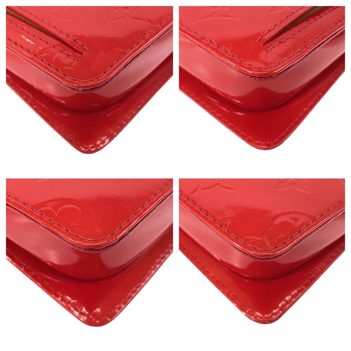 LOUIS VUITTON Shoulder Bag M91137 enamel Red Monogram Vernis Motto Women Used Authentic