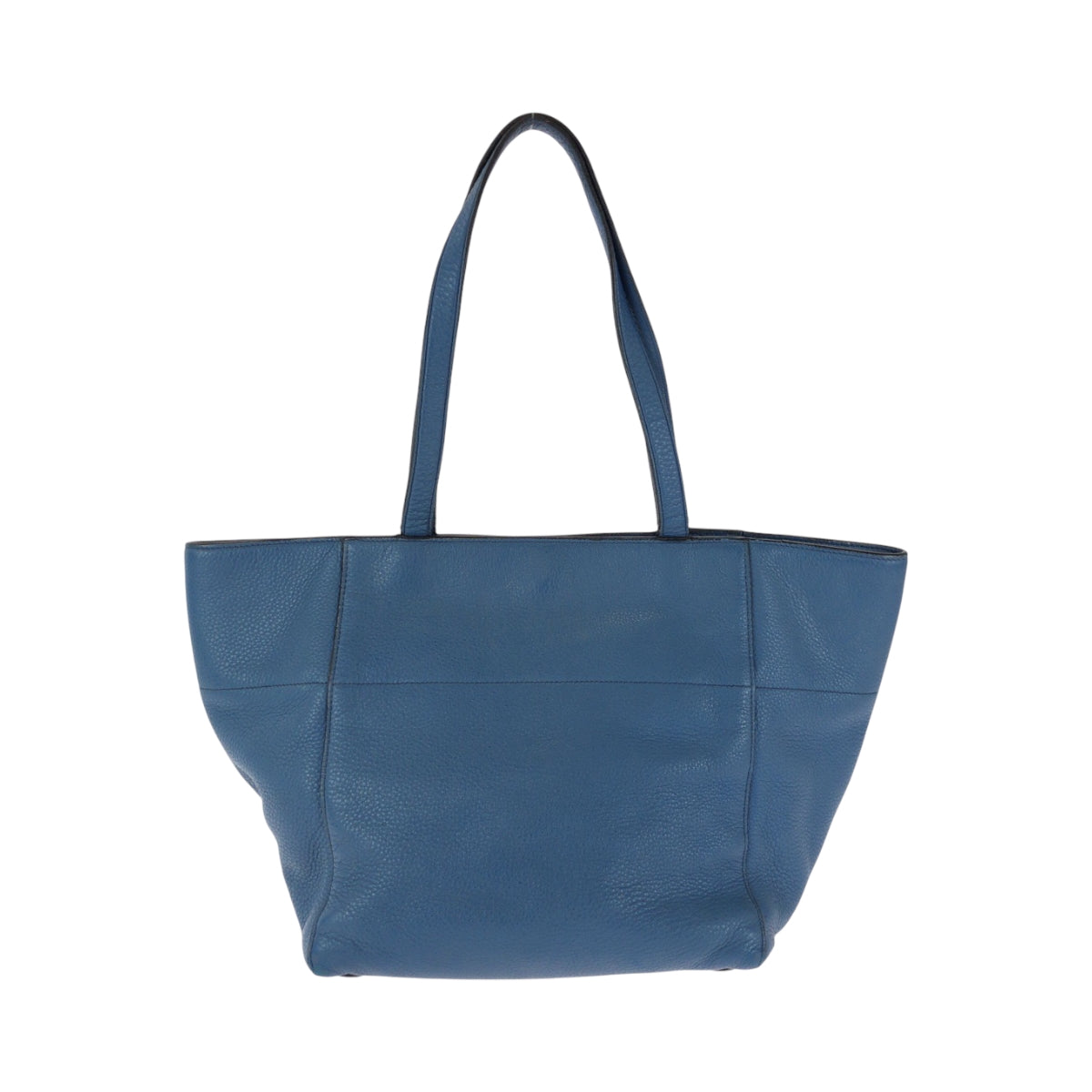 PRADA Tote Bag leather Blue GoldMetal Tote Bag handbag Vitterodino Triangle With logo Women Used Authentic