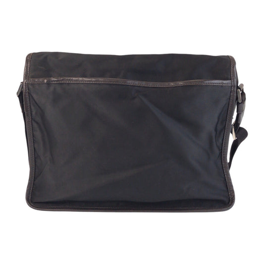 PRADA Shoulder Bag Nylon Black SilverMetal Shoulder Bag Messenger bag Test Triangle With logo Women Used Authentic
