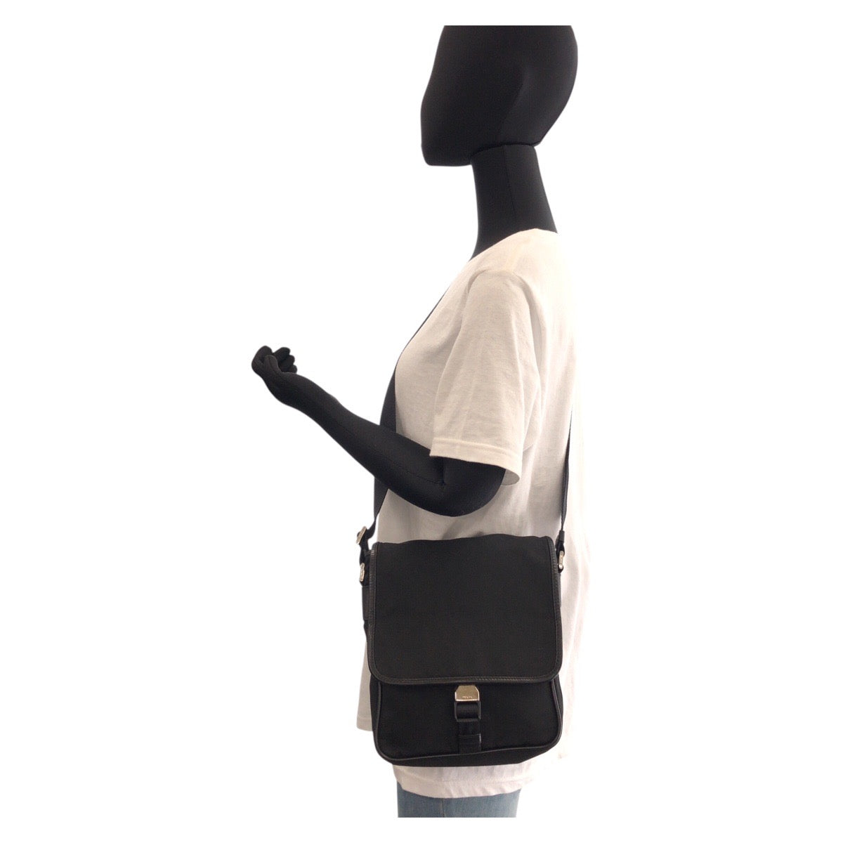 PRADA Shoulder Bag Nylon black Shoulder Bag pochette Test Triangle With logo Women Used Authentic