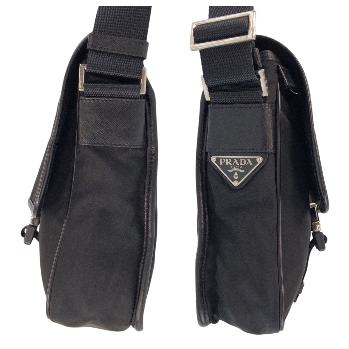 PRADA Shoulder Bag Nylon black Shoulder Bag pochette Test Triangle With logo Women Used Authentic