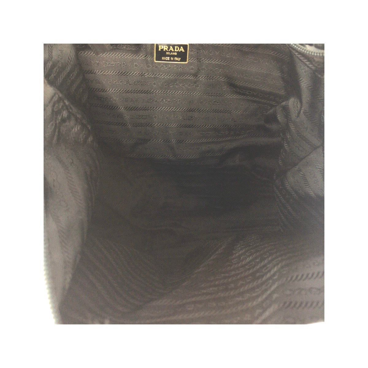 PRADA Tote Bag Nylon Black GoldMetal Tote Bag Shoulder Bag Test Logo embroidery Women Used Authentic