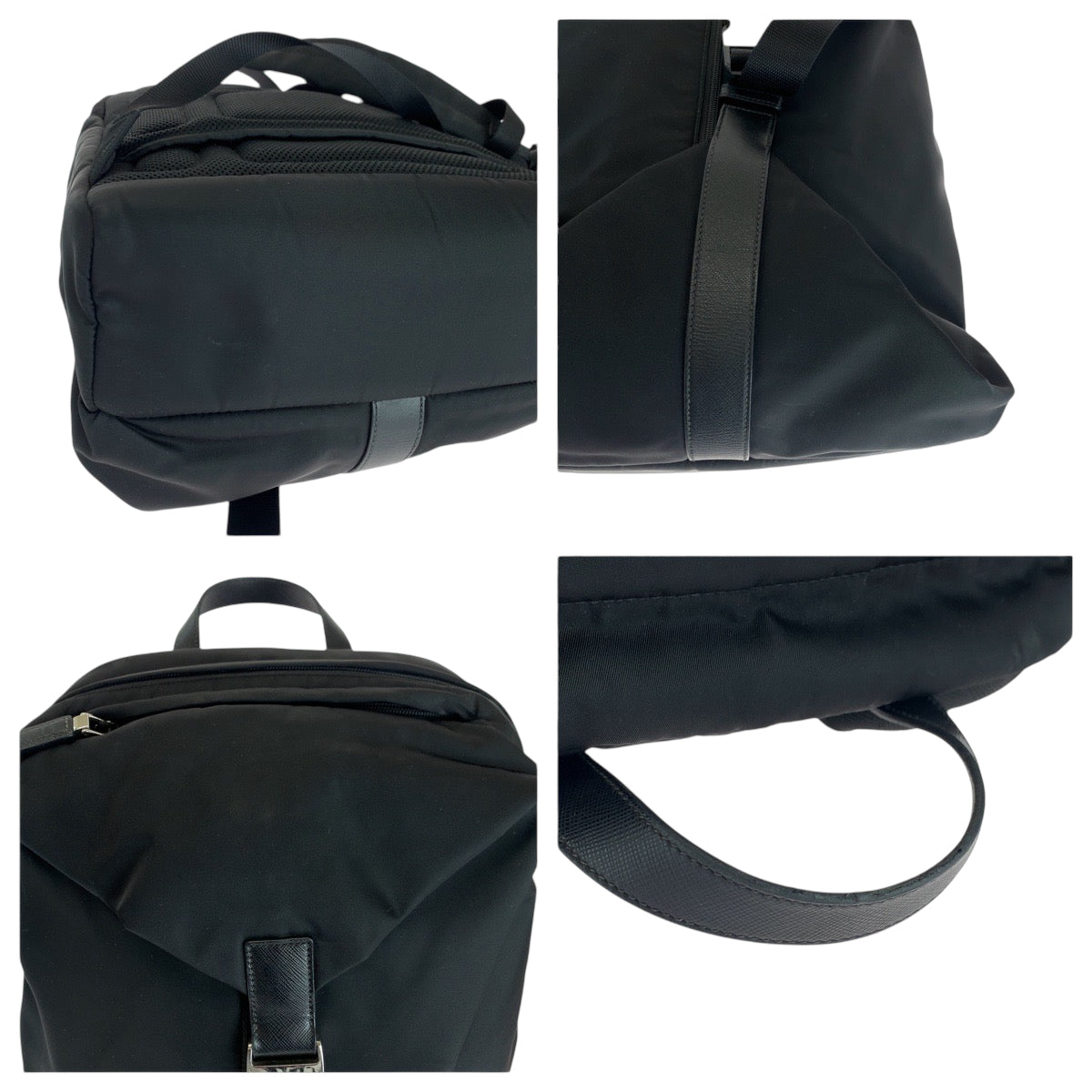 PRADA Backpack 2VZ028 Nylon Black SilverMetal Test Triangle With logo