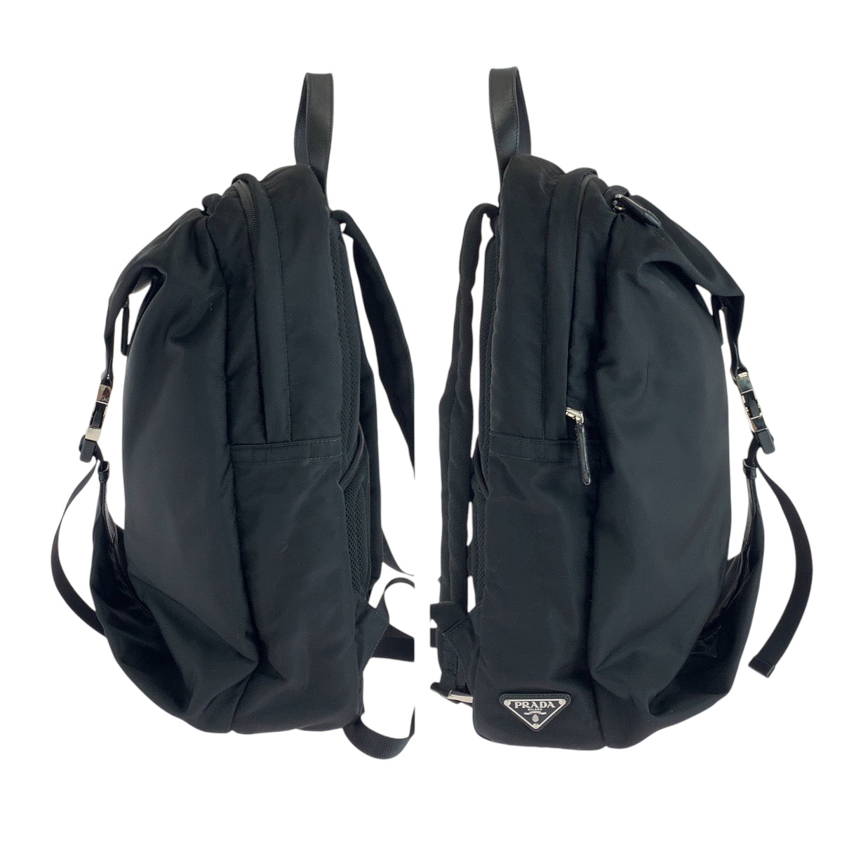 PRADA Backpack 2VZ028 Nylon Black SilverMetal Test Triangle With logo
