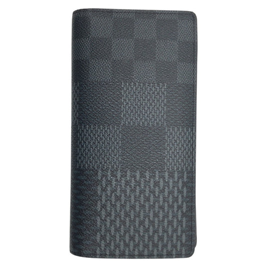 LOUIS VUITTON Long Wallet Purse N60436 PVC Black black Long Wallet Purse Damier Graphite 3D Portefeuille Brother NM mens Used Authentic