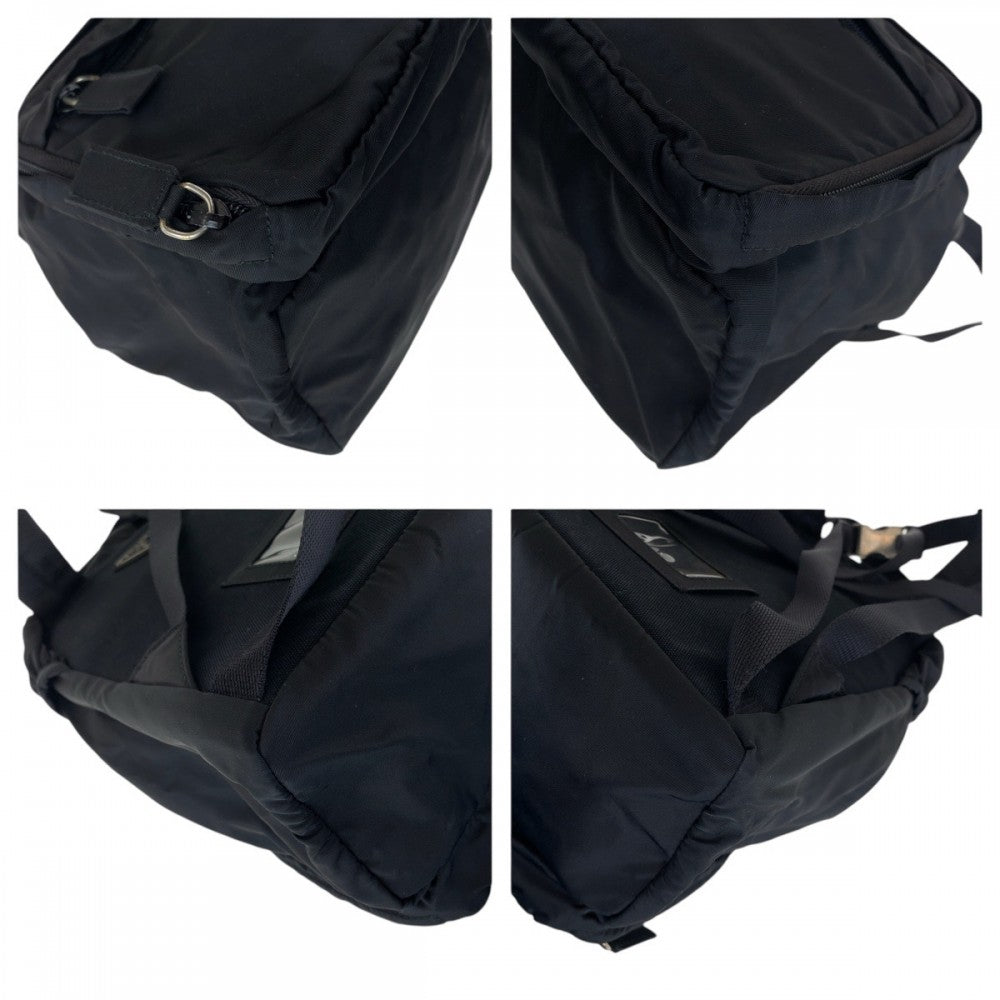 PRADA Backpack Nylon Black SilverMetal Backpacks & Daypacks Backpacks Test Triangle With logo Women Used Authentic