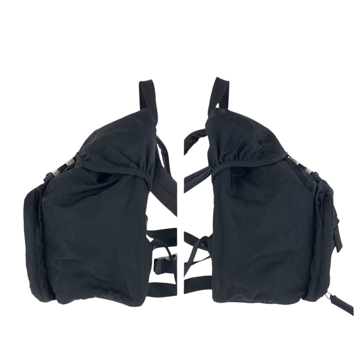 PRADA Backpack Nylon Black SilverMetal Backpacks & Daypacks Backpacks Test Triangle With logo Women Used Authentic