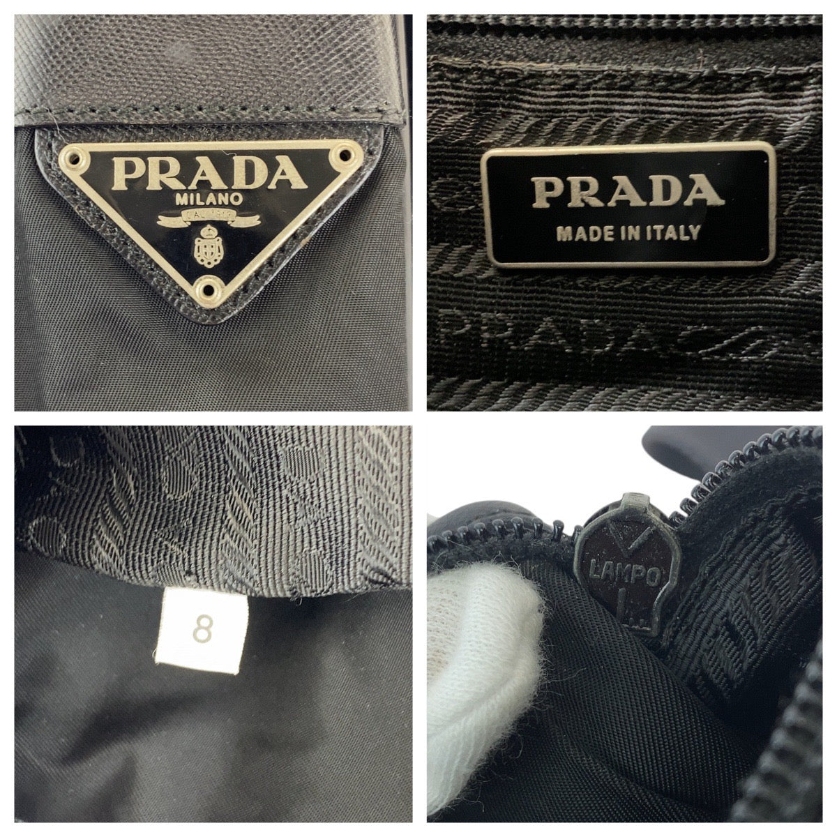 PRADA Shoulder Bag Nylon Black SilverMetal Shoulder Bag pochette Test Triangle With logo Women(Unisex) Used Authentic