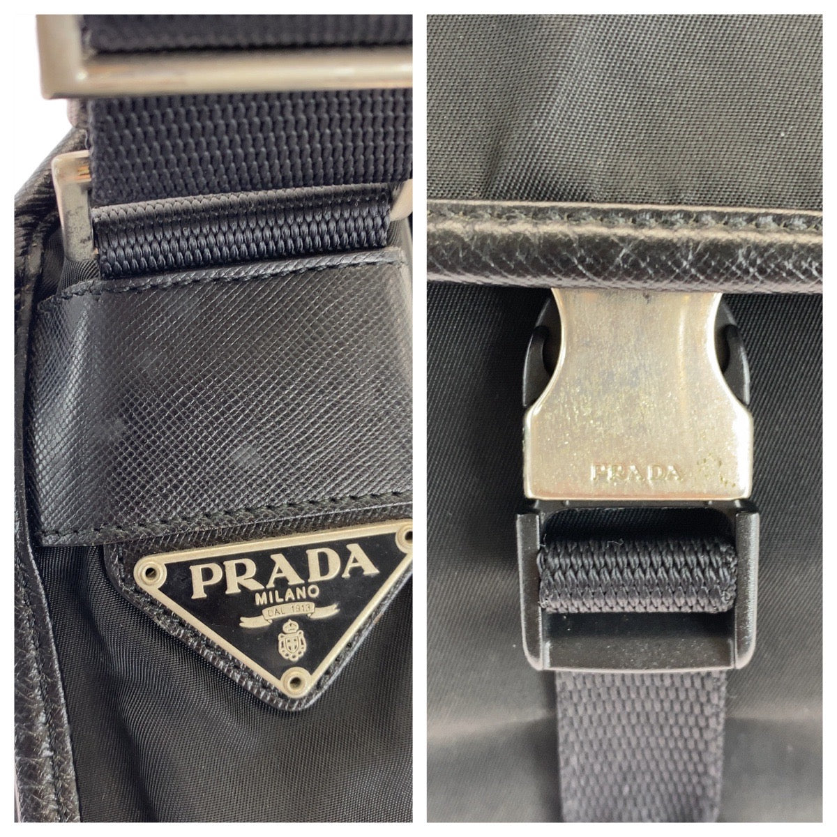PRADA Shoulder Bag Nylon Black SilverMetal Shoulder Bag pochette Test Triangle With logo Women(Unisex) Used Authentic