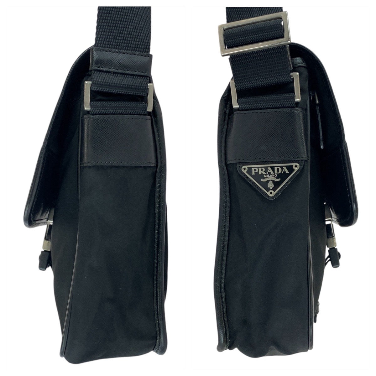 PRADA Shoulder Bag Nylon Black SilverMetal Shoulder Bag pochette Test Triangle With logo Women(Unisex) Used Authentic