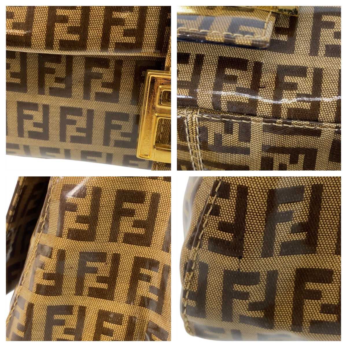 FENDI Shoulder Bag Patent leather, leather Brown Zucchino Mamma Bucket Women Used Authentic