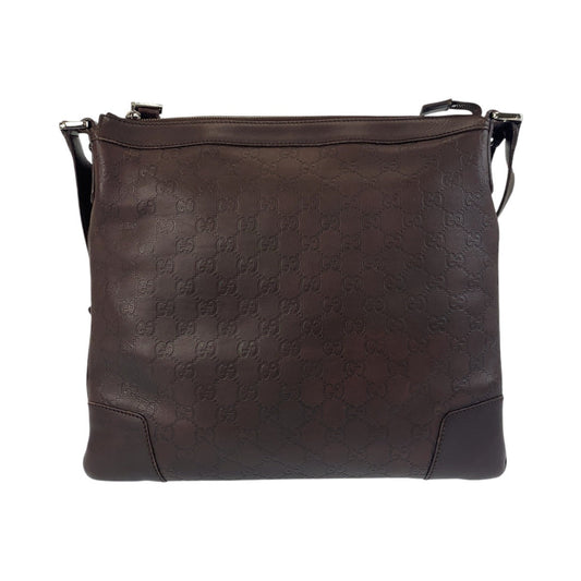 GUCCI Shoulder Bag 148476 leather Brown Silver Metal Shoulder Bag Messenger bag Guccisima Women Used Authentic