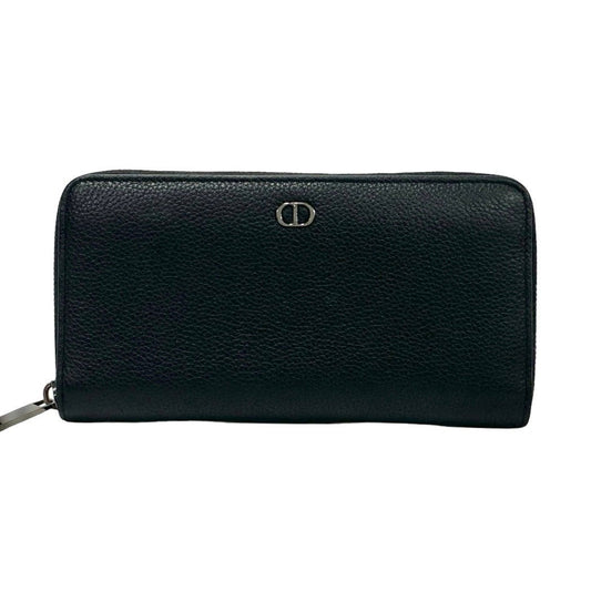Dior Long Wallet Purse leather black