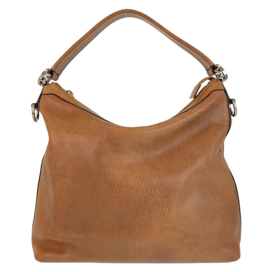 GUCCI Shoulder Bag 326514 leather Brown Silver Metal Shoulder Bag Pochette 2way Interlocking Women Used Authentic