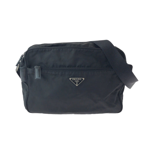 PRADA Shoulder Bag Nylon Black SilverMetal Test Triangle With logo