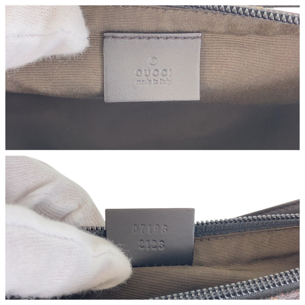 GUCCI Handbag 07198 GG canvas, leather Dark Brown SilverMetal Handbag accessory pouch Women Used Authentic
