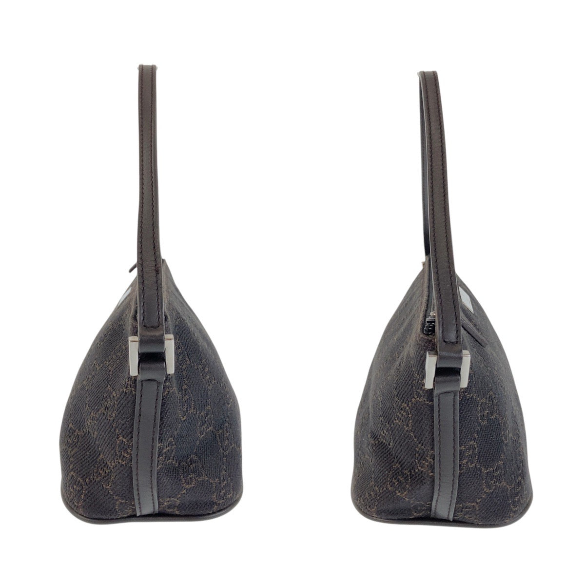 GUCCI Handbag 07198 GG canvas, leather Dark Brown SilverMetal Handbag accessory pouch Women Used Authentic