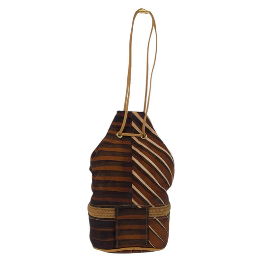 GUCCI Handbag 039 9054 Nylon Brown Gold Metal Handbag pouch Women Used Authentic