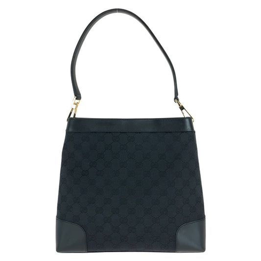 GUCCI Shoulder Bag 001 4231 GG canvas, leather Black GoldMetal Women Used Authentic
