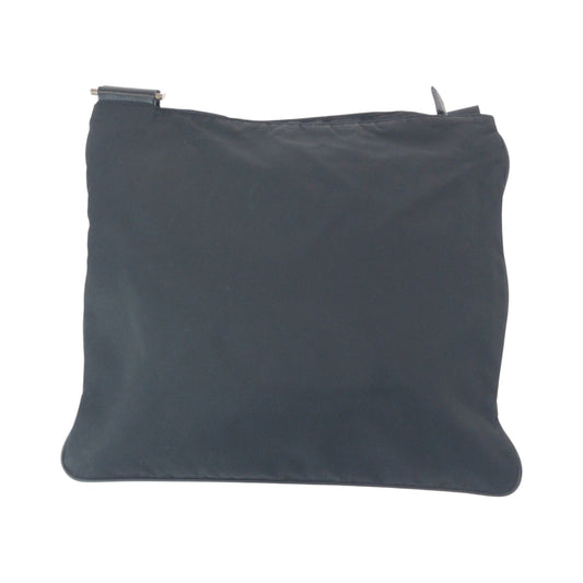 PRADA Shoulder Bag Nylon Black SilverMetal Shoulder Bag pochette Test Triangle With logo Women Used Authentic