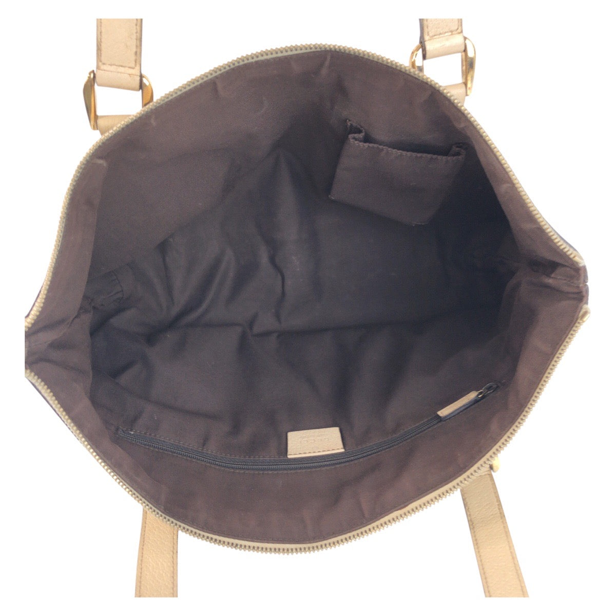 GUCCI Tote Bag 141470 GG canvas, leather Beige White Gold Metal Tote Bag Shoulder Bag Abbey Women Used Authentic