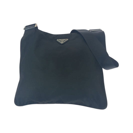 PRADA Shoulder Bag Nylon Black SilverMetal Test Triangle With logo