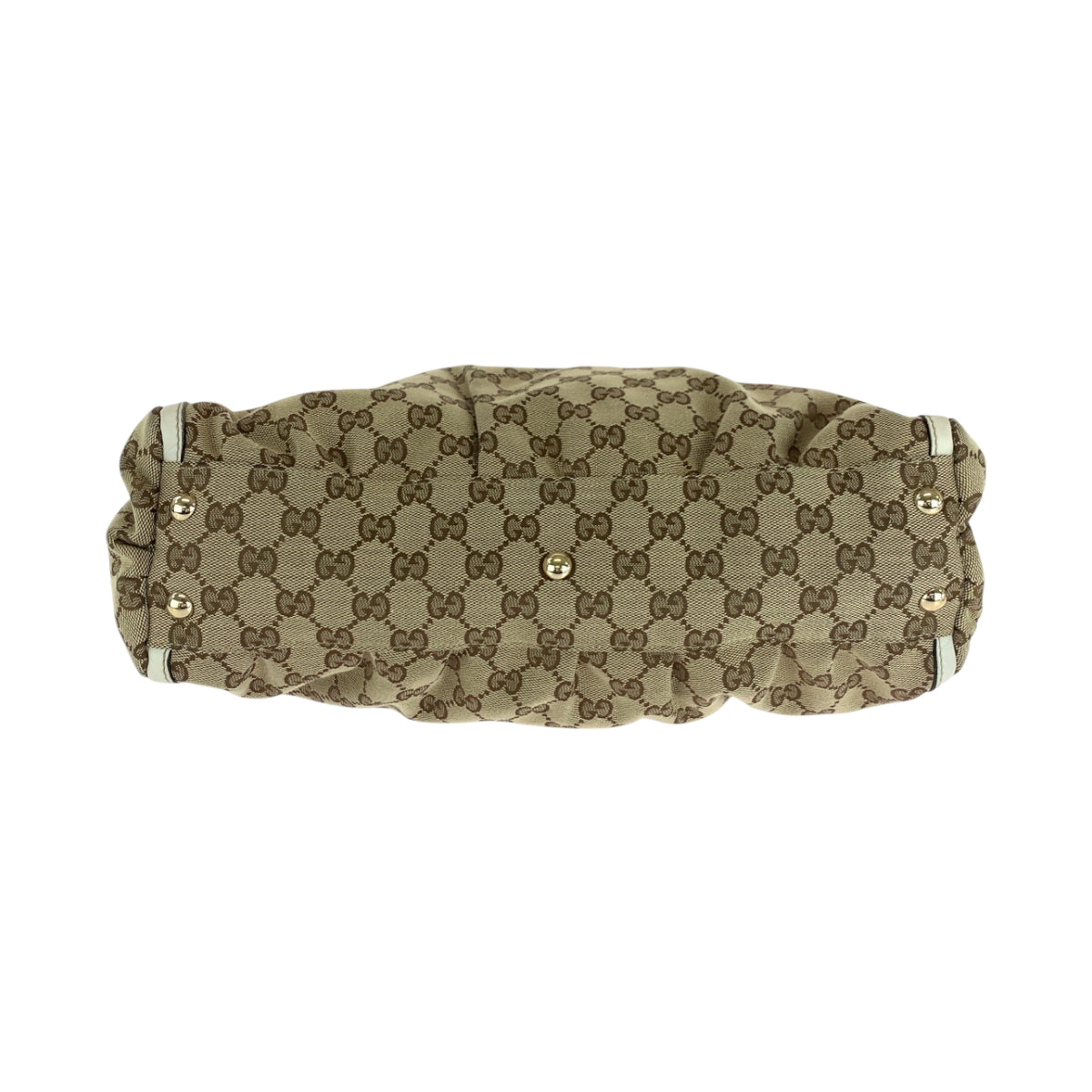 GUCCI Tote Bag 189831 GG canvas Beige White Gold Metal Tote Bag Handbag Shoulder Bag Abbey Women Used Authentic