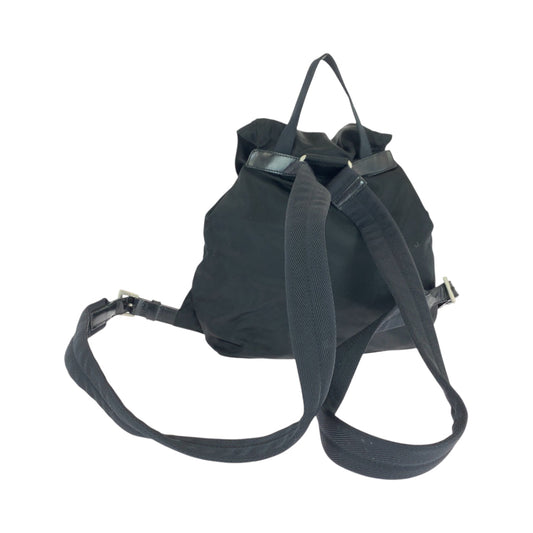 PRADA Backpack Nylon Black SilverMetal Backpack Backpack Test Triangle With logo Women Used Authentic