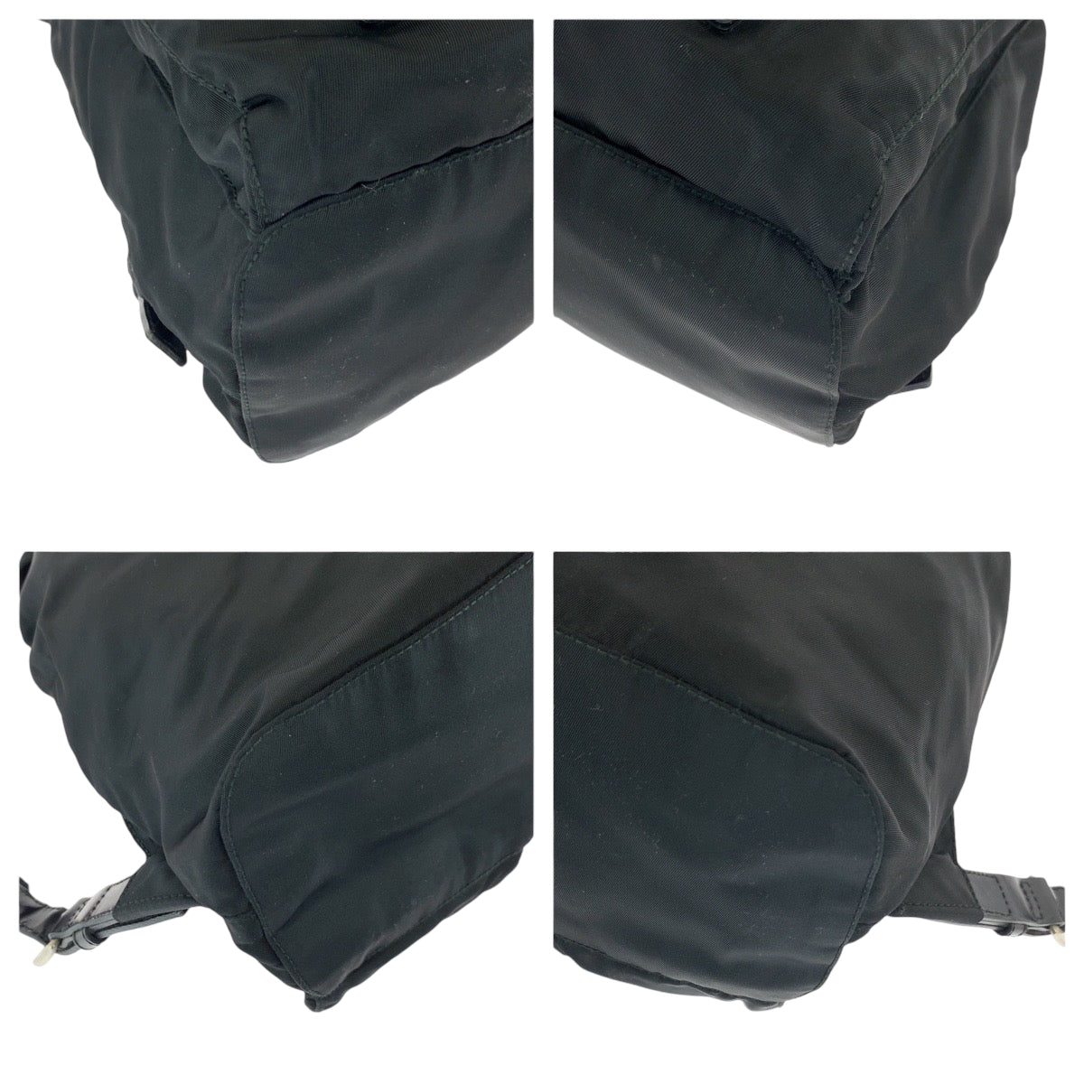 PRADA Backpack Nylon Black SilverMetal Backpack Backpack Test Triangle With logo Women Used Authentic