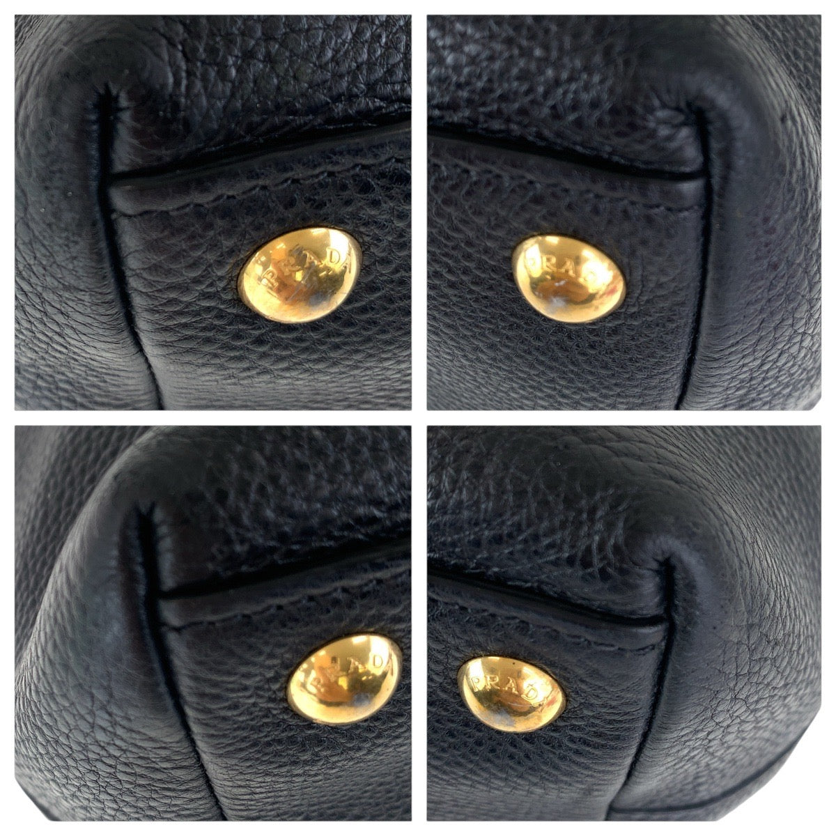PRADA Tote Bag leather Black GoldMetal