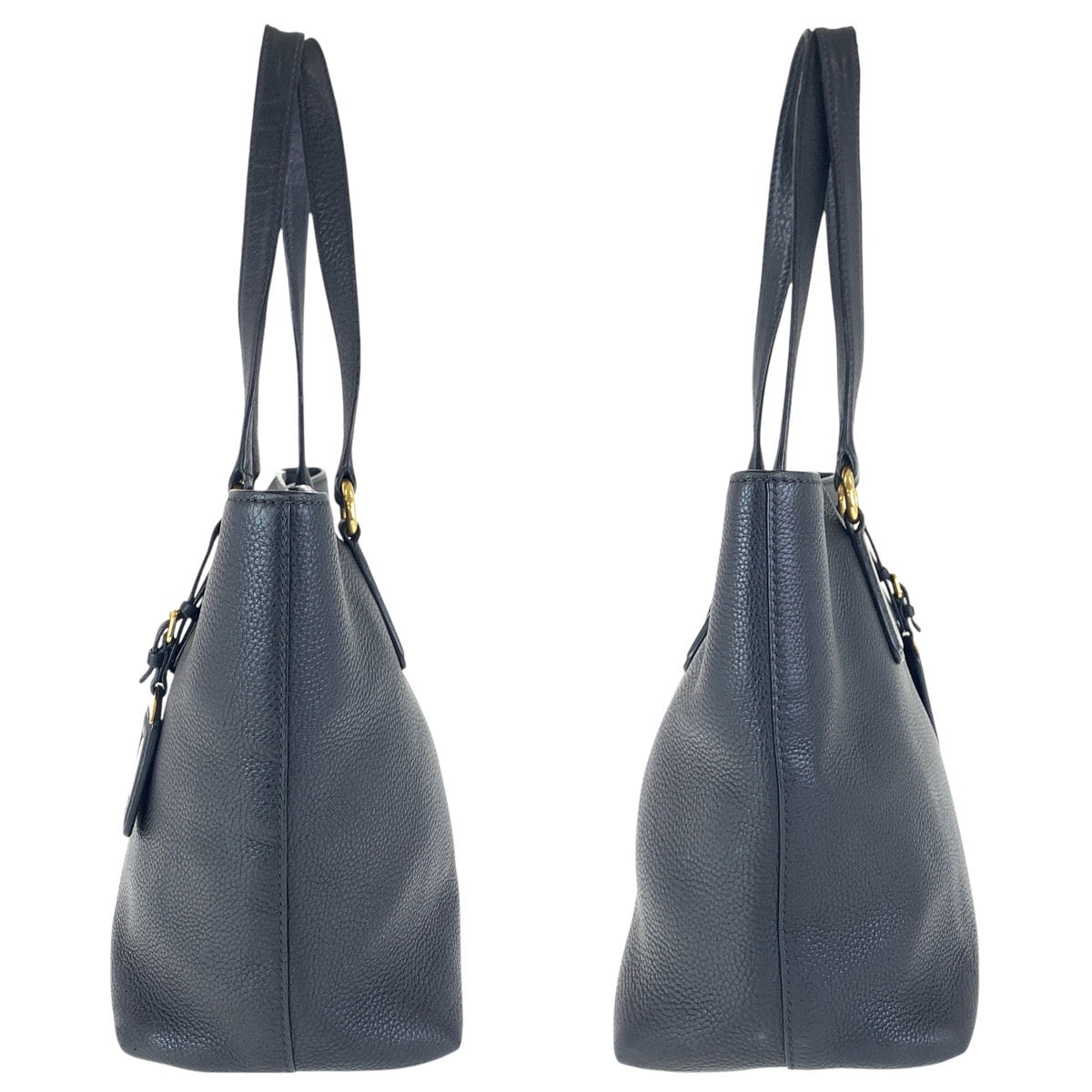 PRADA Tote Bag leather Black GoldMetal