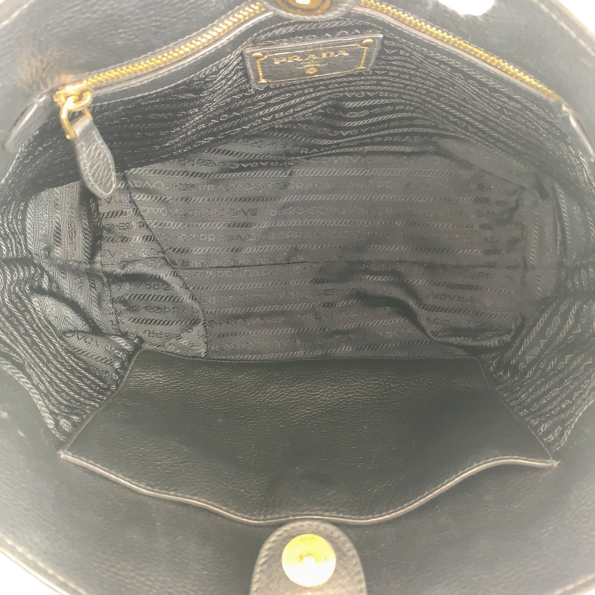 PRADA Tote Bag leather Black GoldMetal