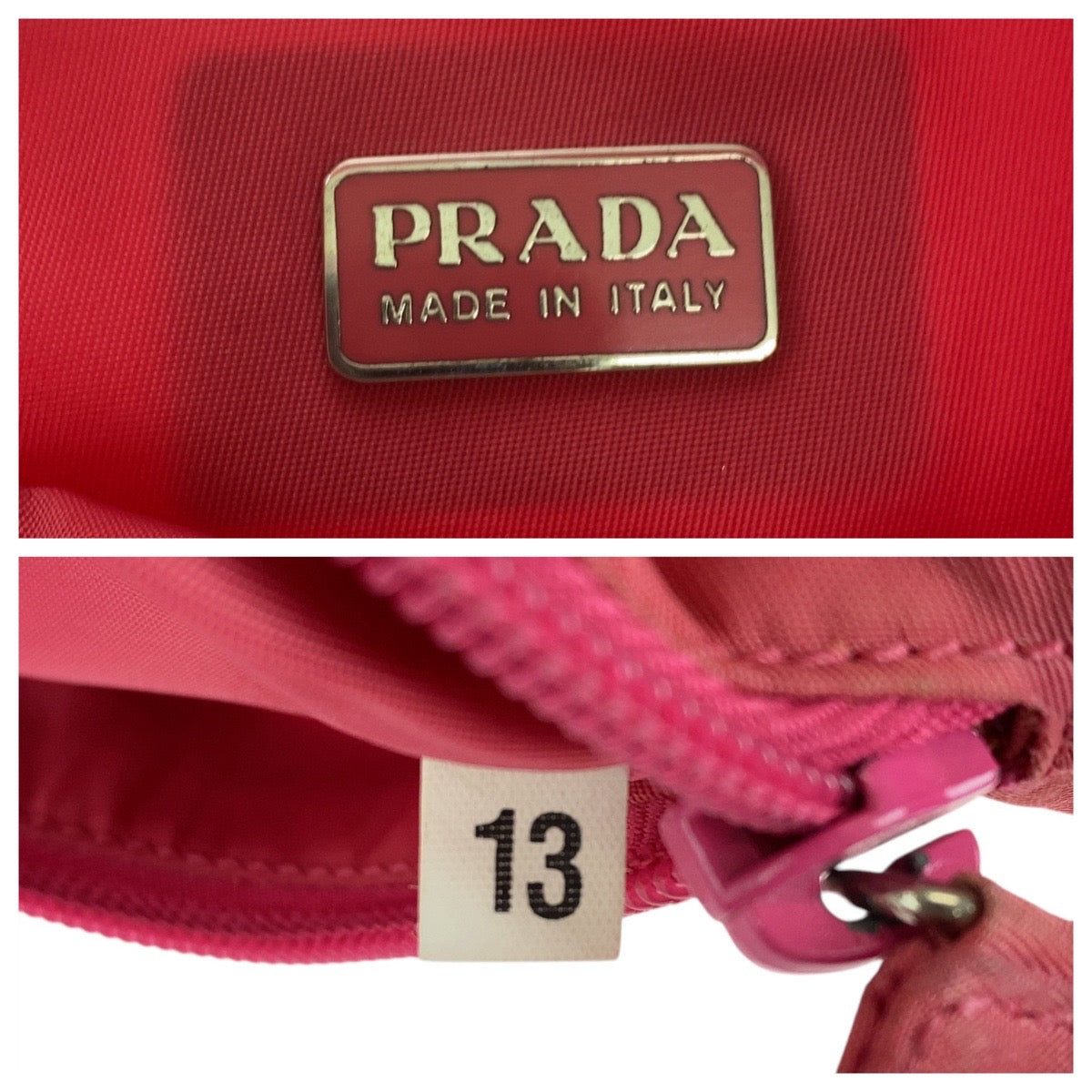 PRADA Handbag Nylon pink Handbag accessory pouch Test Triangle With logo Women Used Authentic