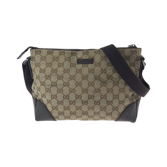 GUCCI Shoulder Bag 114273 GG canvas Beige Brown SilverMetal Shoulder Bag pochette Women Used Authentic