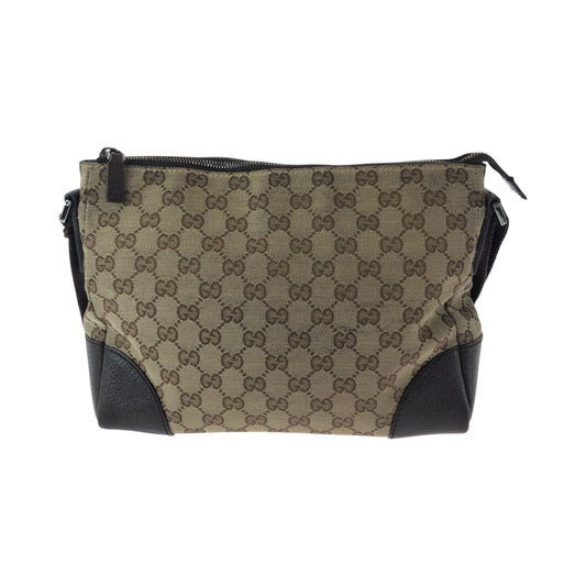 GUCCI Shoulder Bag 114273 GG canvas Beige Brown SilverMetal Shoulder Bag pochette Women Used Authentic